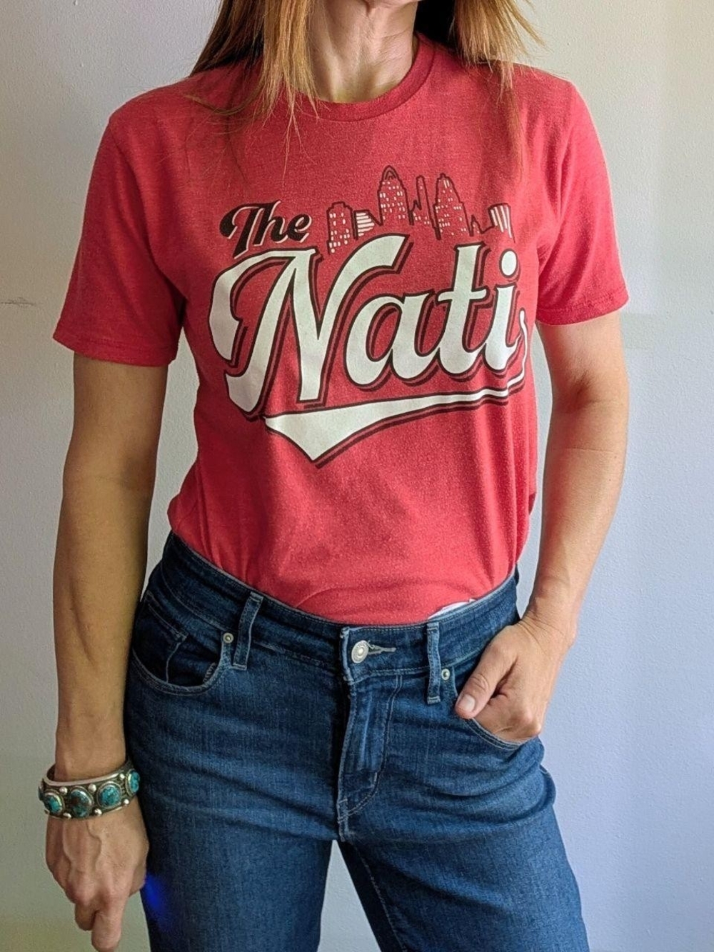 Vintage "The Nati" Graphic Tee in Coral Red